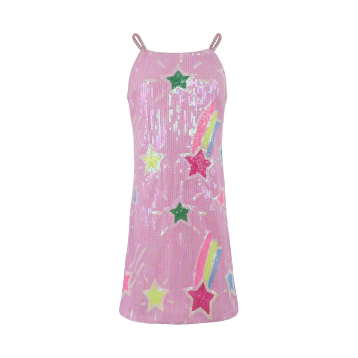 Lola + The Boys 2 Pink Shooting Star Sequin Tank Dress