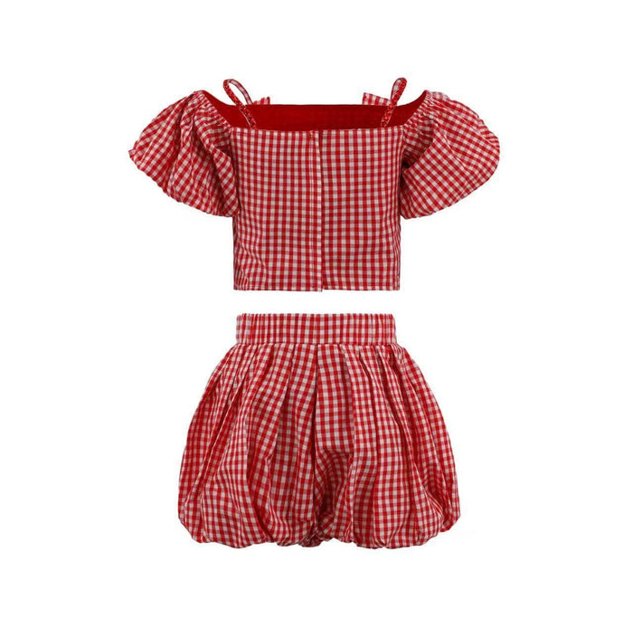 Lola + The Boys Plaid Bow Bubble Skort Set