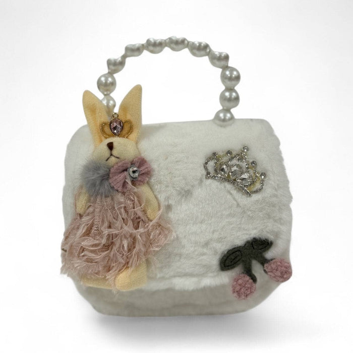 Lola & The Boys Plush Bunny Charm Pearl Purse