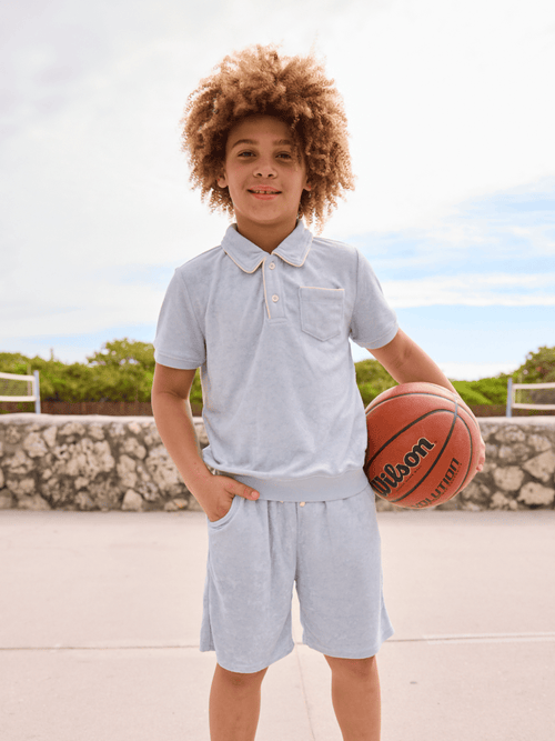 Lola + The Boys 2 Powder Blue Super Soft Polo Set