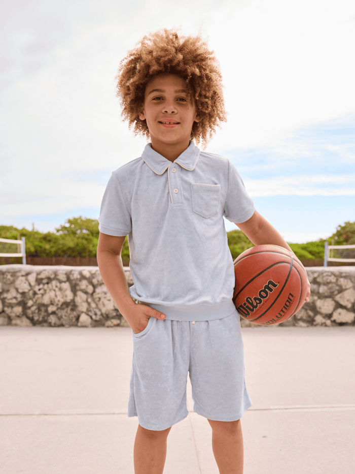 Lola + The Boys 2 Powder Blue Super Soft Polo Set