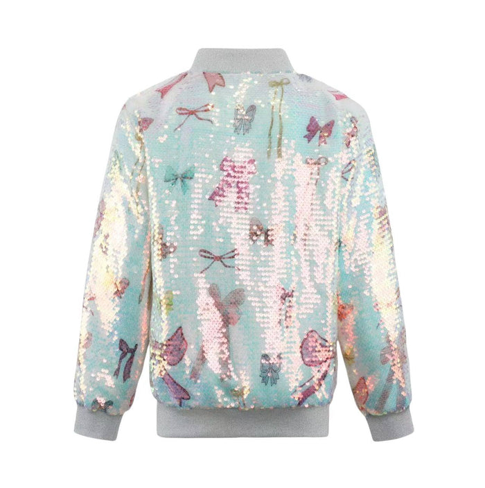 Lola + The Boys Pretty Bows Sequin Bomber