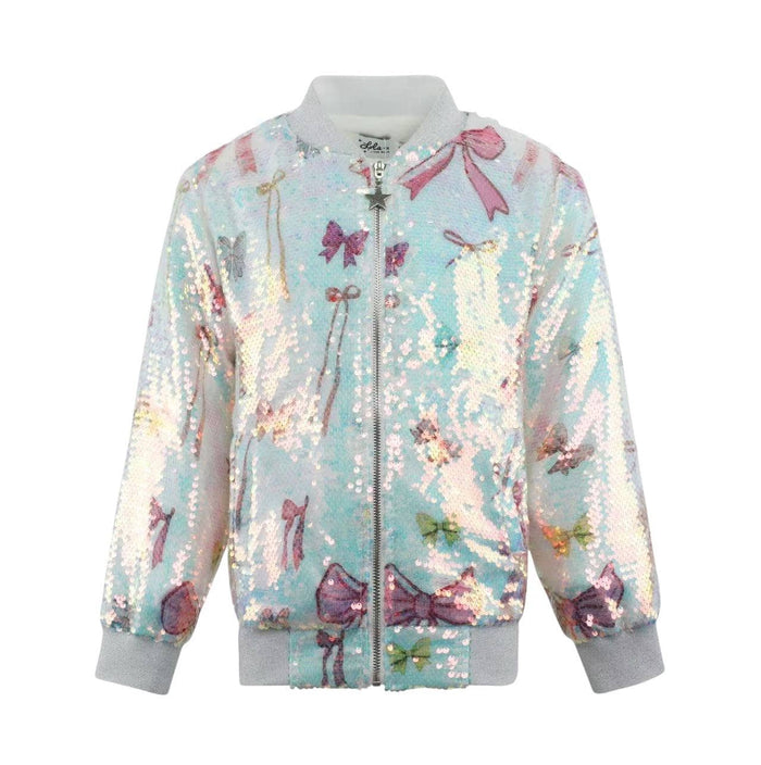 Lola + The Boys 2 Pretty Bows Sequin Bomber
