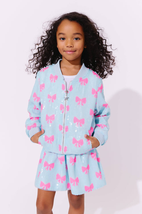 Lola + The Boys Pretty in Bows Sequin Bomber