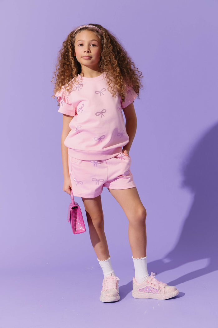 Lola + The Boys Pretty in Crystal Bows Short Set