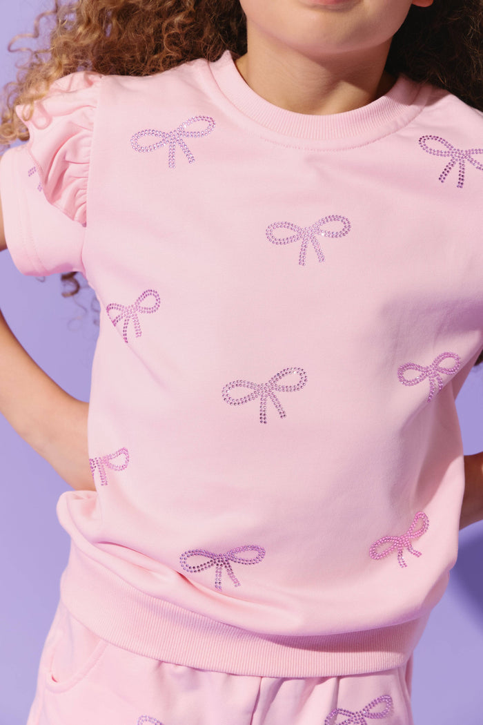 Lola + The Boys Pretty in Crystal Bows Short Set