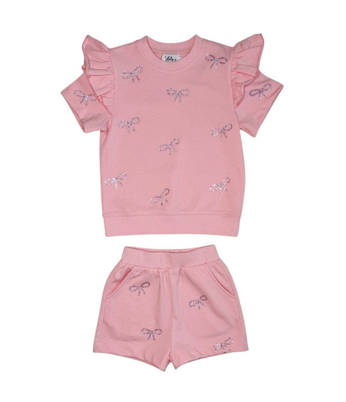 Lola + The Boys Pretty in Crystal Bows Short Set