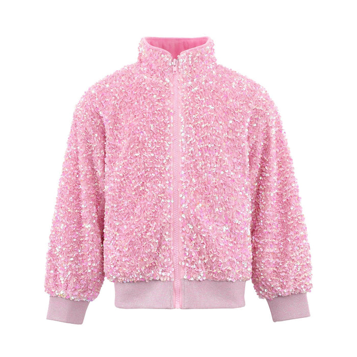 Lola + The Boys Pretty in Pink Bow Sequin Bomber