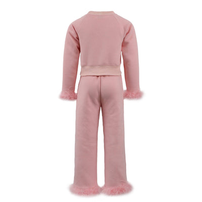 Lola + The Boys Pretty in Pink Feather Athletic Set