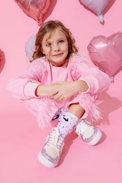 Lola + The Boys Pretty in Pink Feather Athletic Set