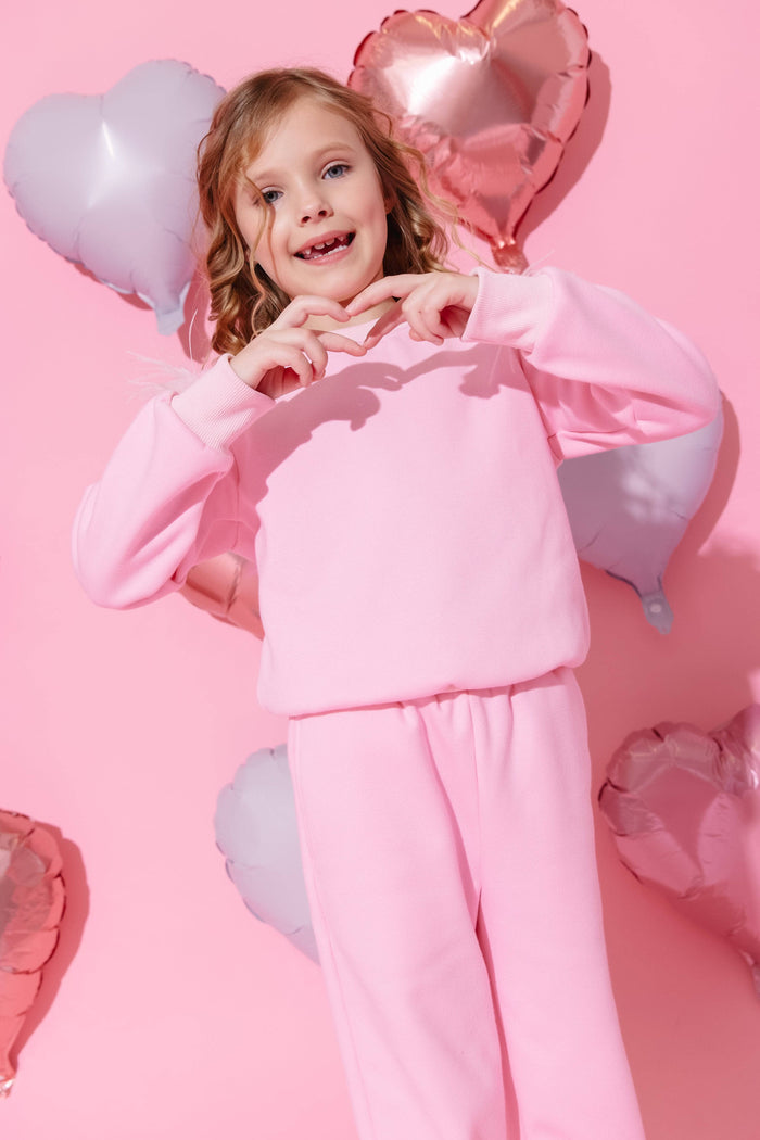 Lola + The Boys Pretty in Pink Feather Athletic Set