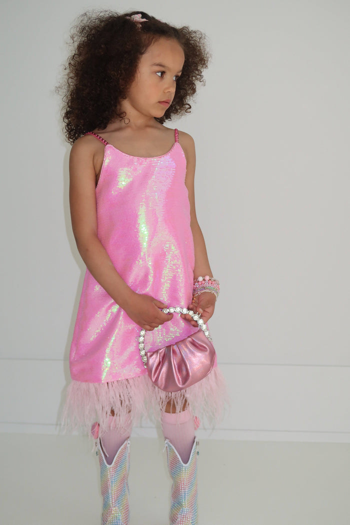 Lola + The Boys Pretty in Pink Feather Dress, 14 Lola + The Boys Pretty in Pink Feather Dress, 14