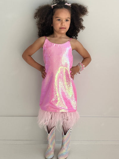 exclude-sale Pretty in Pink Feather Dress