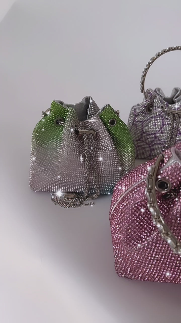 Allover Rhinestone Handbags Glitter Evening Bucket Bag - Temu