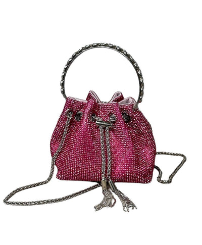 Lola + The Boys purse Hot Pink Rhinestone Bucket Handbag