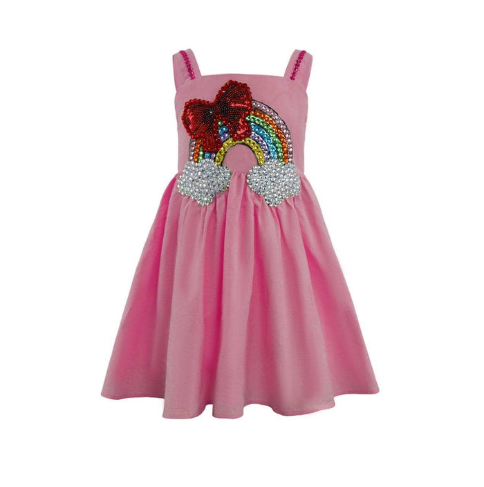Lola + The Boys Rainbow Bow Gem Dress