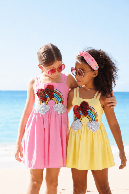 Lola + The Boys Rainbow Bow Gem Dress