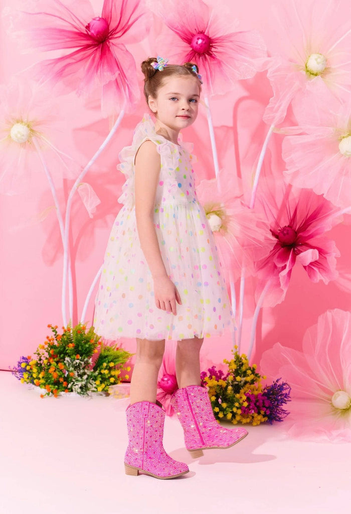 lola-spring Rainbow Confetti Tulle Dress