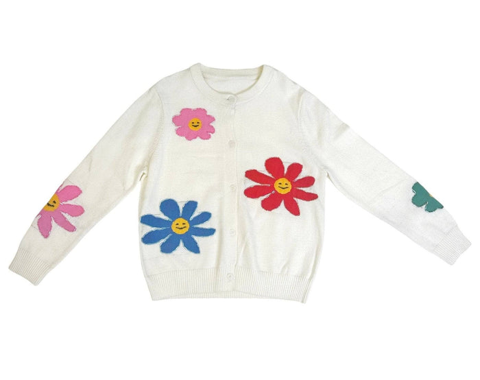Lola + The Boys Rainbow Daisy Cardigan