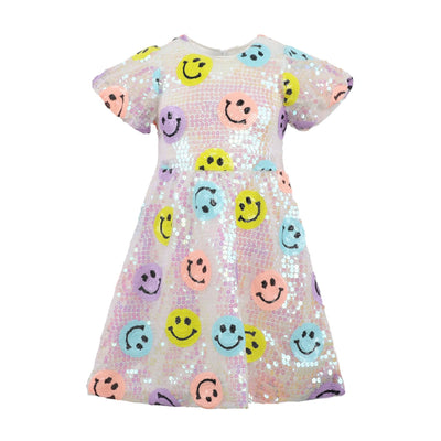 Lola + The Boys Rainbow Emoji Sequin Dress