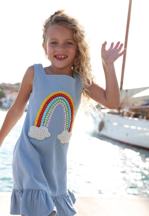 Lola + The Boys Rainbow Gems Denim Dress