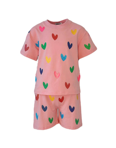 Lola + The Boys Rainbow Heart Short Set