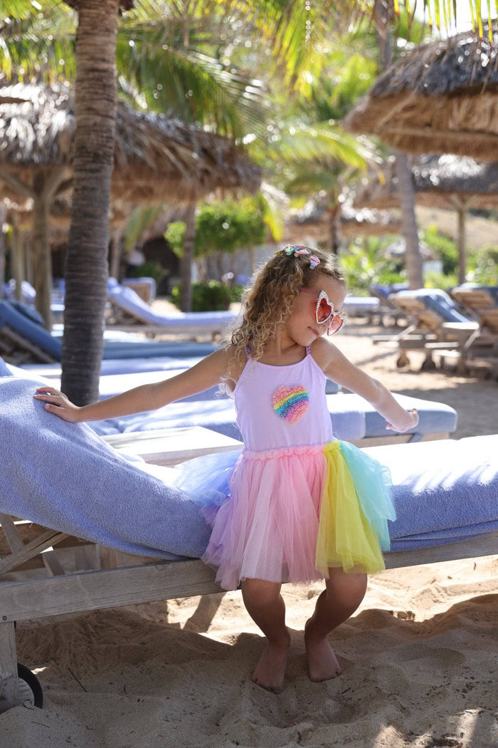 lola-new-arrival Rainbow Heart Tulle Dress