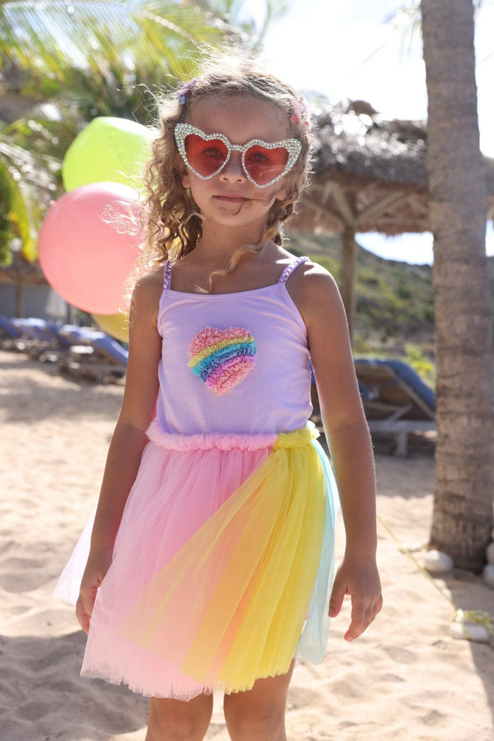 lola-new-arrival Rainbow Heart Tulle Dress