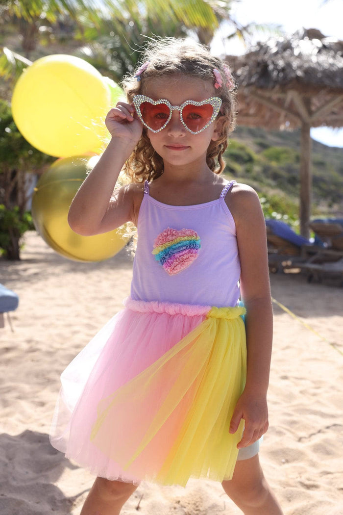 lola-new-arrival Rainbow Heart Tulle Dress