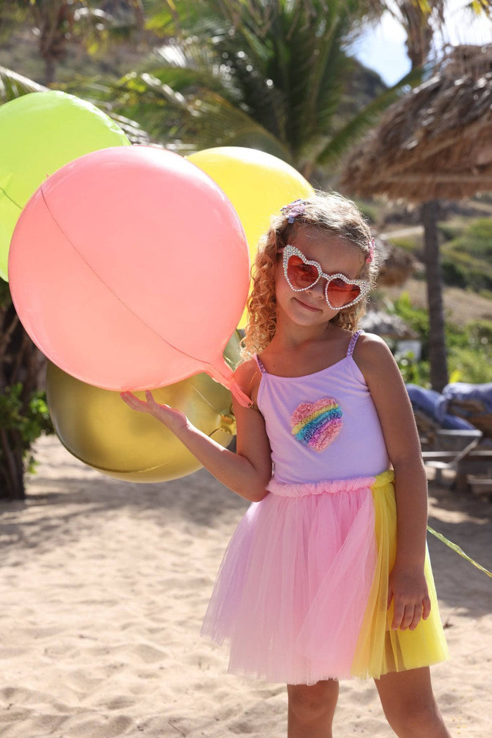 lola-new-arrival Rainbow Heart Tulle Dress