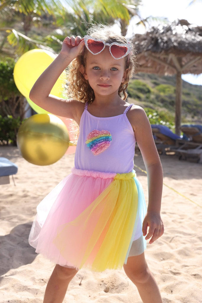 lola-new-arrival Rainbow Heart Tulle Dress