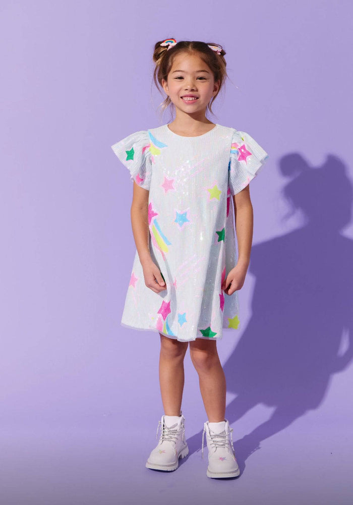 Lola + The Boys Rainbow Shooting Star Sequin Dress