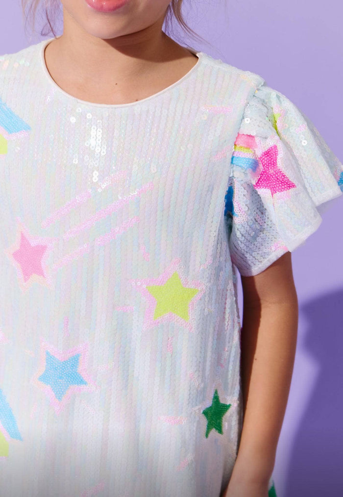 Lola + The Boys Rainbow Shooting Star Sequin Dress