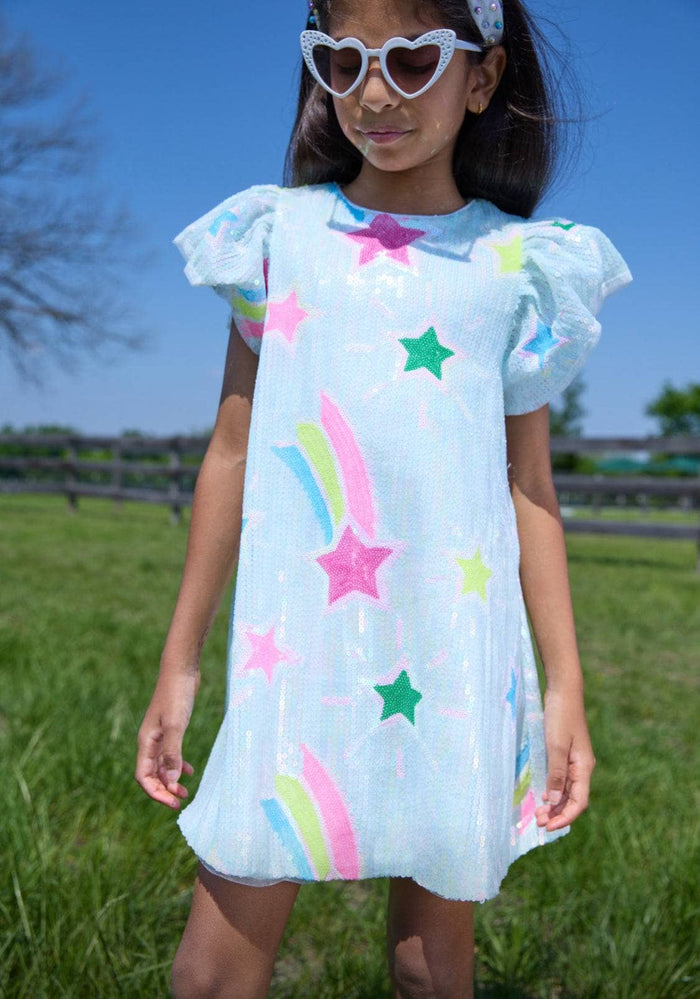 Lola + The Boys Rainbow Shooting Star Sequin Dress