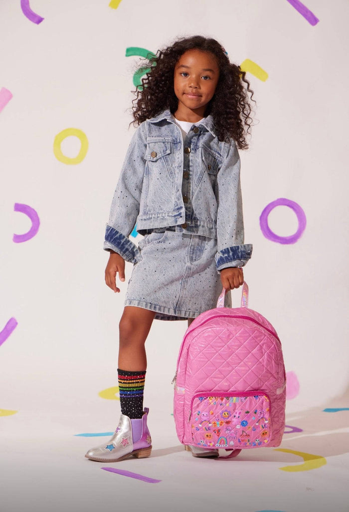 Lola + The Boys Rainbow Sparkle Denim Skirt