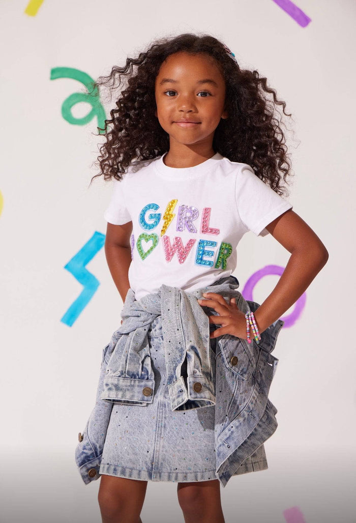 Lola + The Boys Rainbow Sparkle Denim Skirt