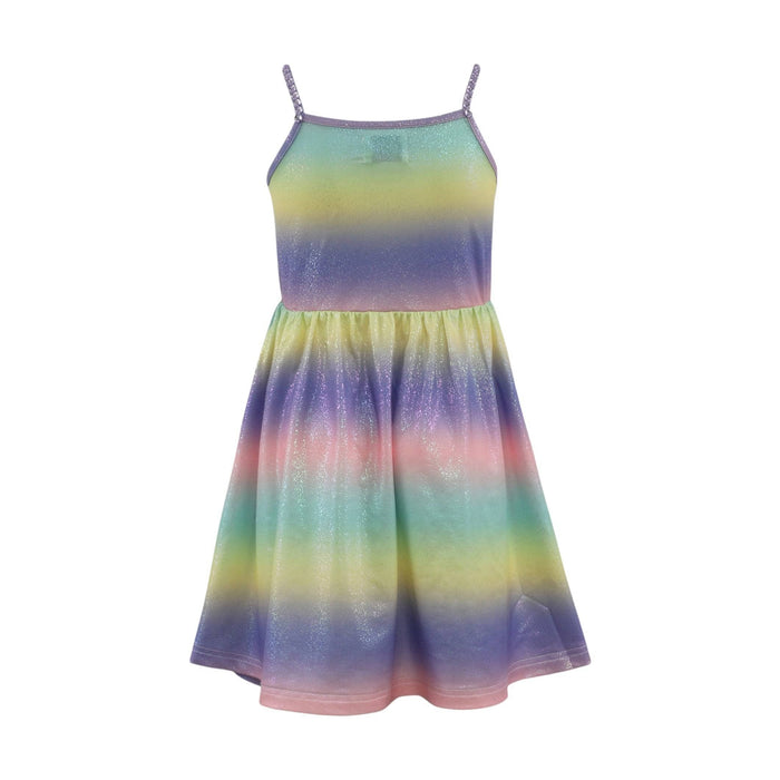 Lola + The Boys Rainbow Sunset Metallic Dress