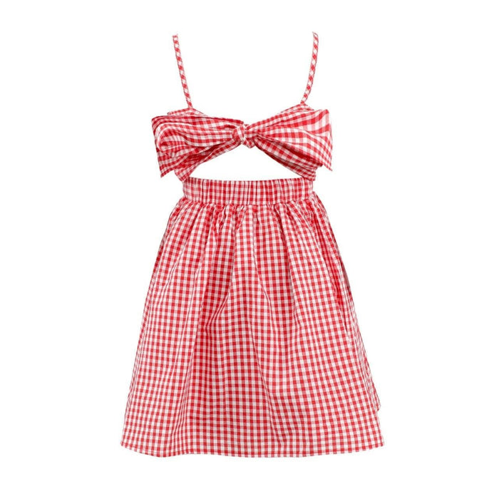 Lola + The Boys Red Gingham Bow Dress