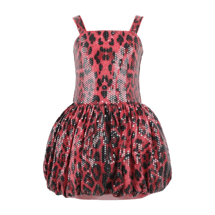 Lola + The Boys Red Sequin Leopard Bubble Dress