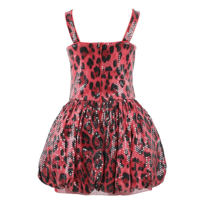 Lola + The Boys Red Sequin Leopard Bubble Dress