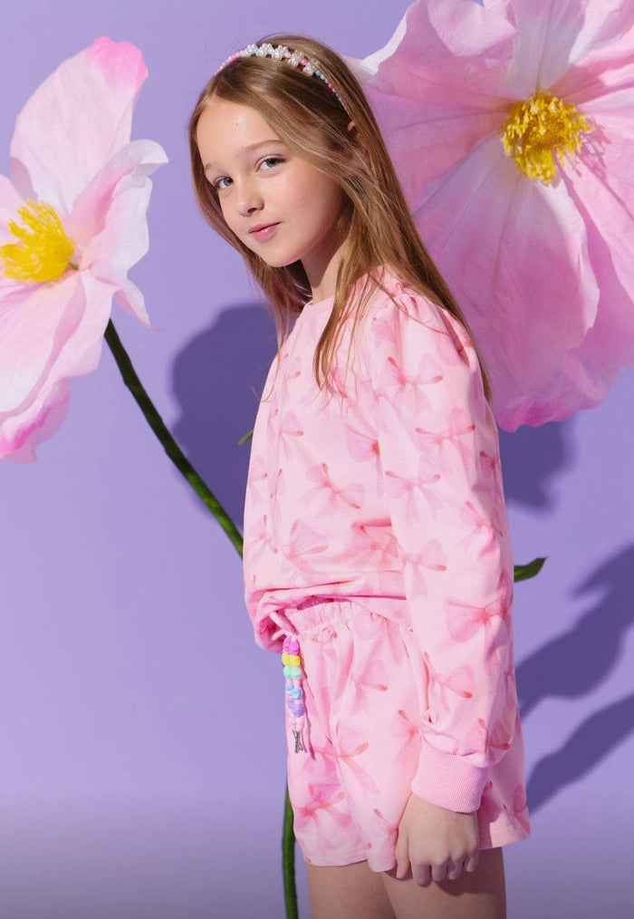 lola-new-arrival Ribbon Puff Sleeve Short Set