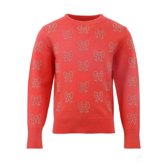 Lola + The Boys 2 Ruby Crystal Bows Sweater