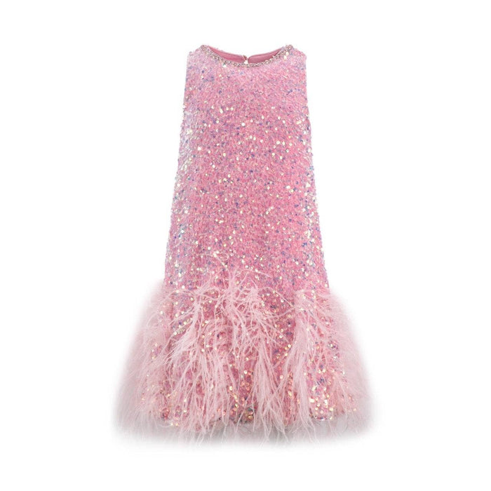 Lola + The Boys Sequin Feather Pretty Dress
