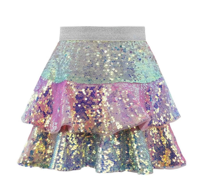 Lola + The Boys Sequin Ombre Ruffle Skirt