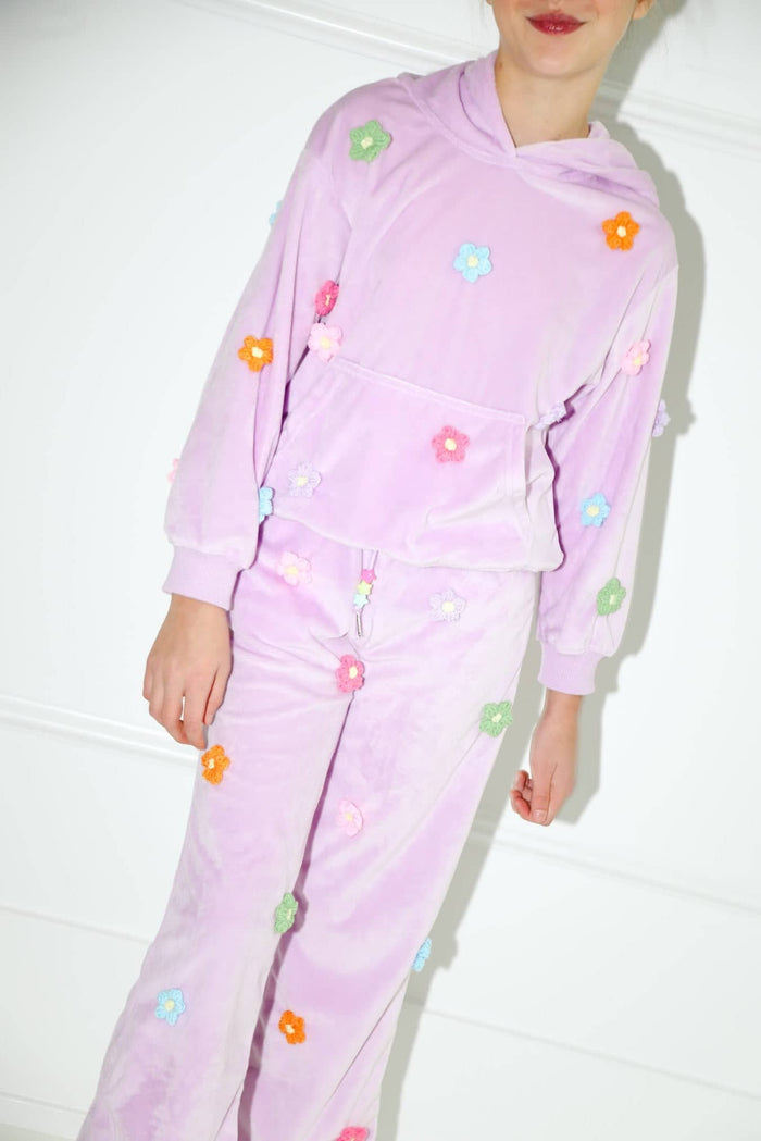 Lola + The Boys Sets 3D Rainbow Daisy Velour Set