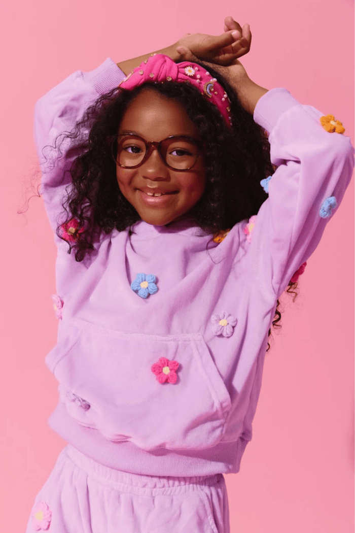 Lola + The Boys Sets 3D Rainbow Daisy Velour Set
