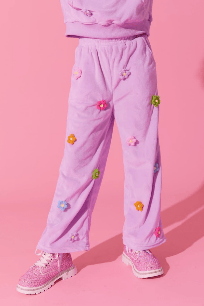 Lola + The Boys Sets 3D Rainbow Daisy Velour Set