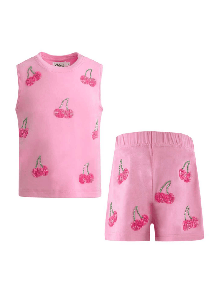 Lola + The Boys Sets Beaded Cherry Dream Short Set