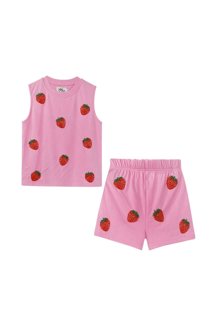 Lola + The Boys Sets 2 Beaded Strawberry Dream Short Set