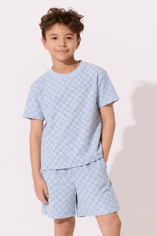 Lola-spring-25 Sets Blue Smiley Checkered Set